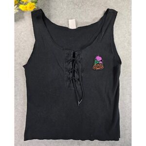 Vintage 2001 Sturgis Patch Babydoll Tank Top Black Small Punk Grunge Y2K Biker